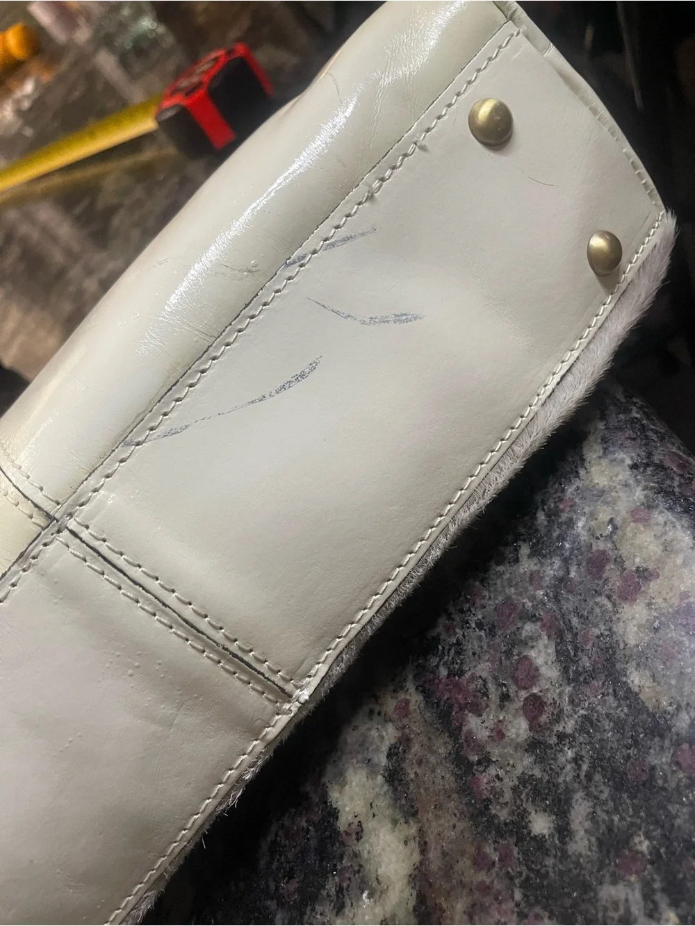 Patricia Nash Cream Haircalf Shoulder Bag with Gold Hardware
